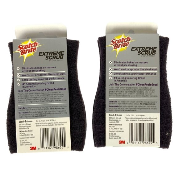 2 Pack Scotch-Brite Extreme Scrub Pads Resists Bacterial Odors by 3M - Picture 2 of 4
